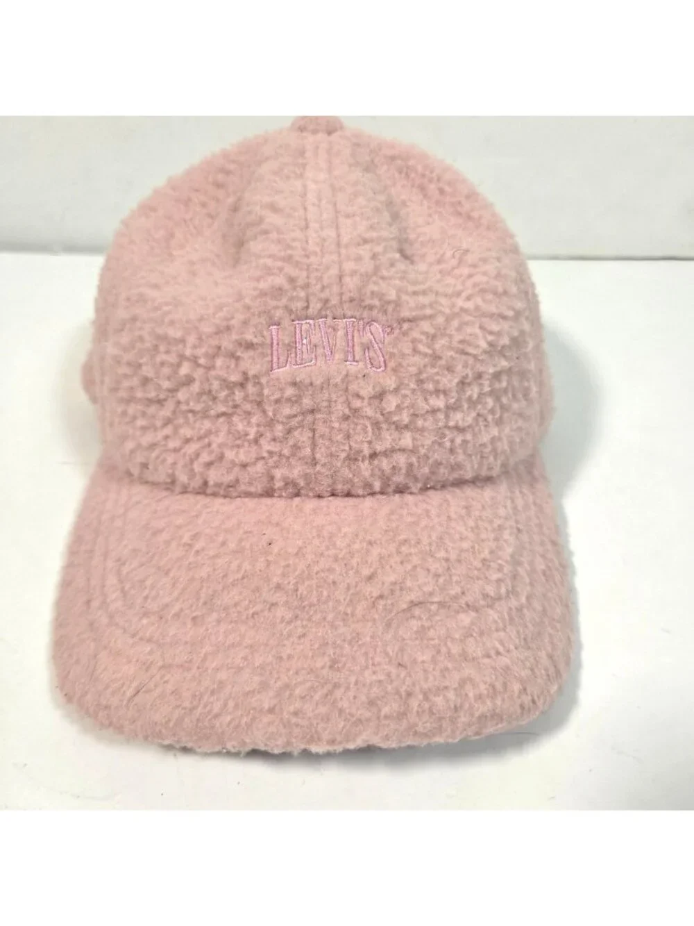 Levi’s Pink Sherpa Fleece Baseball Cap Embroidered Logo Cozy Hat